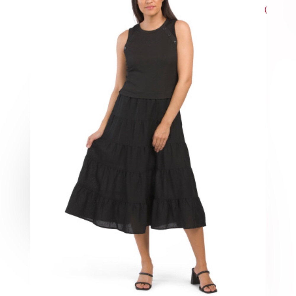 New! Nicole Miller Spring Summer Elegant Black Sleeveless Dress Medium